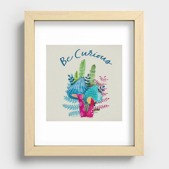"Be Curious" Mushrooms Painting Recessed Framed Print