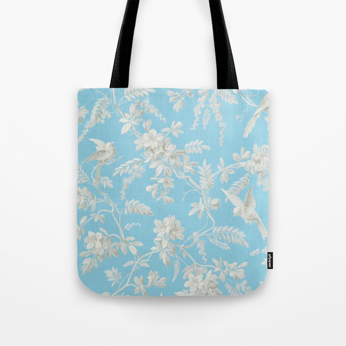 Bird and Flower Pattern Tote Bag