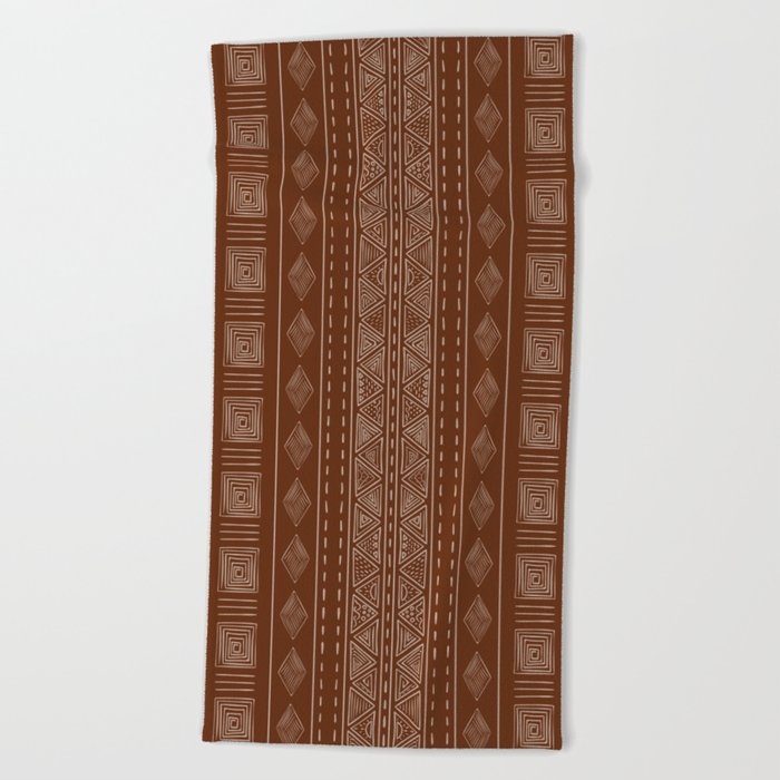 Brown Ethnic Tribal Style Pattern Beach Towel