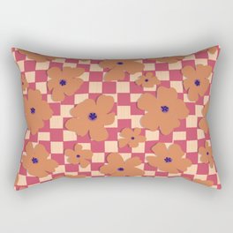 Pink Checkers Flower Power Rectangular Pillow