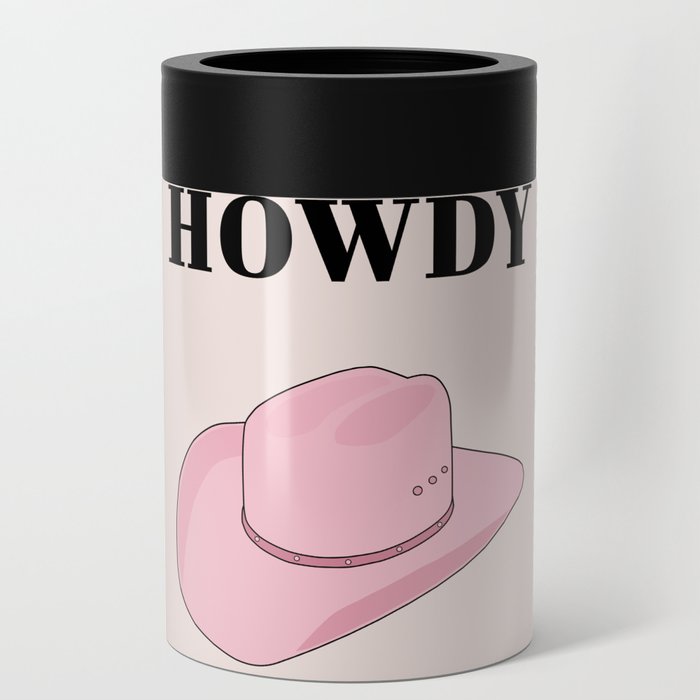 Howdy - Cowboy Hat Pink Can Cooler