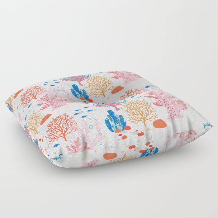 Corals and Fish in a Reef Floor Pillow