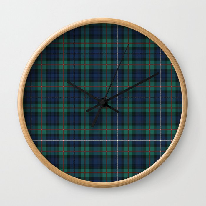 Tartan Plaid Clan Robertson Checkered Pattern Wall Clock