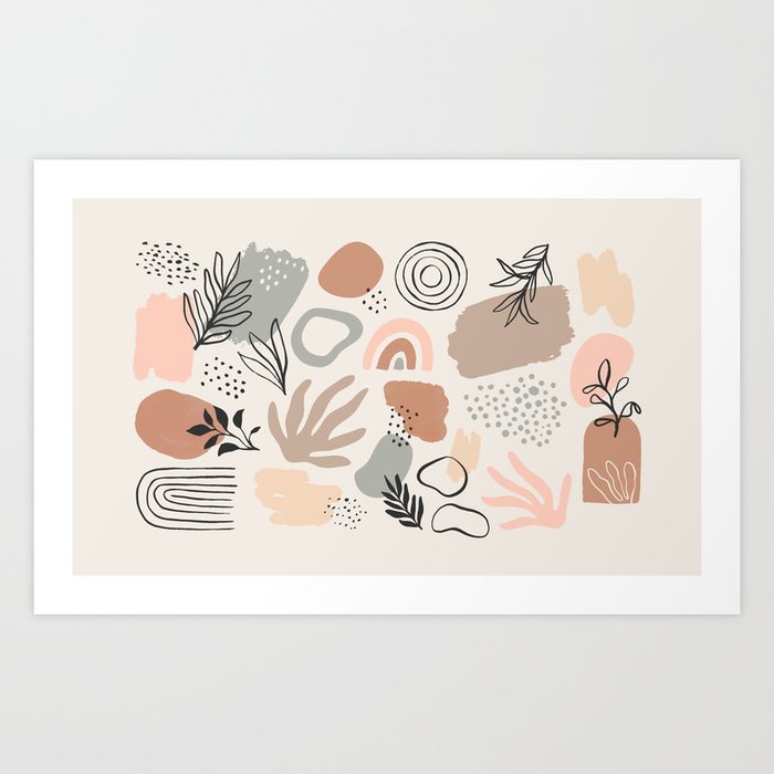 Organic abstract nature art shapes collection Art Print