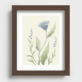Blue Floral Block Print Recessed Framed Print