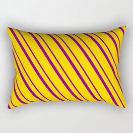[ Thumbnail: Yellow and Purple Colored Lined Pattern Rectangular Pillow ]