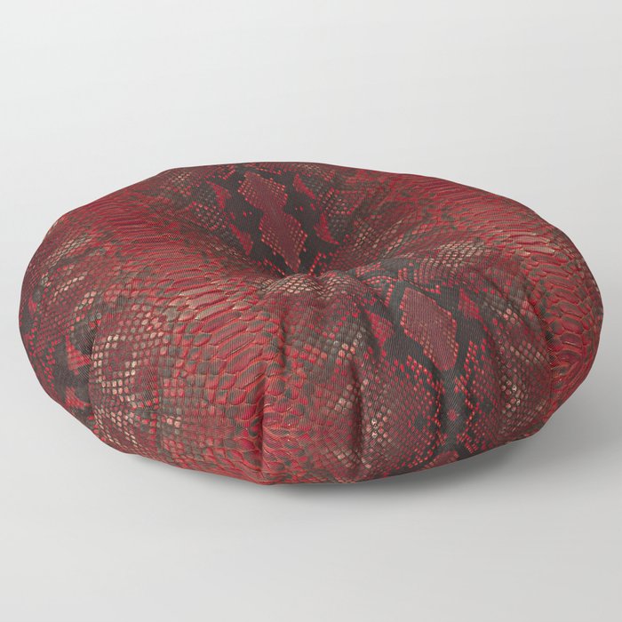 Red Python Snakeskin pattern Floor Pillow