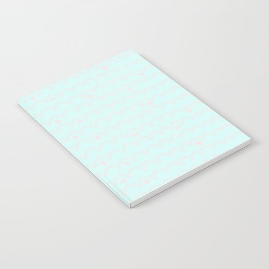 Merry aqua christmas - Funny abstract lines and dots on turquoise backround Notebook