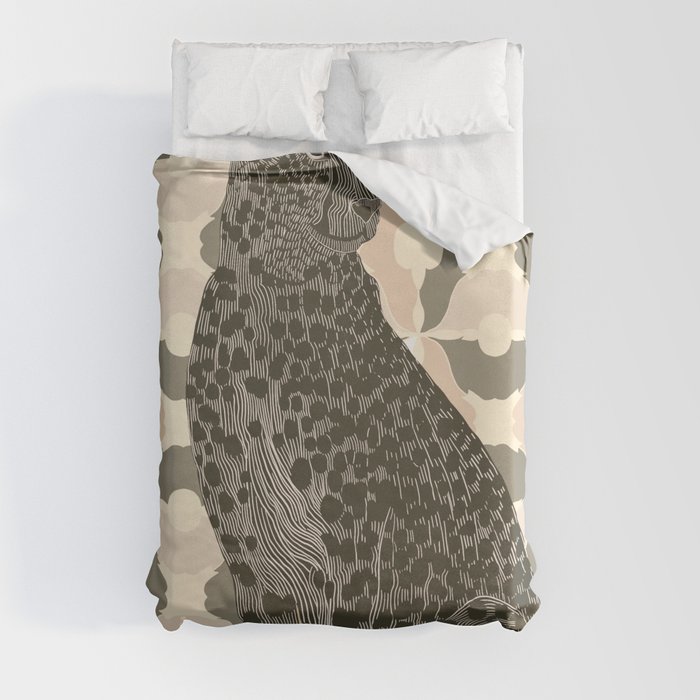 Gorgeous Cheetah from Africa sitting on light brown patterned background Duvet Cover