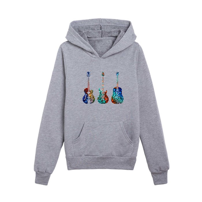 Modern Mosaic Music Art Three Colorful Guitars Kids Pullover Hoodie