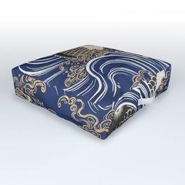 Gift Cover (Fukusa) with Carp in Waves Outdoor Floor Cushion