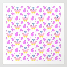 Cute sweet lovely little baby penguins flapping wings, bold pink retro dots pretty girly pattern Art Print | Pinkdots, Animal, Pinkpenguins, Littlegirlnursery, Happypenguins, Penguins, Birds, Penguinscartoon, Graphicdesign, Babygirl 