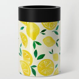 Watercolor lemons - yelllow and green Can Cooler