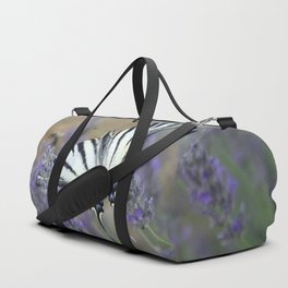 Lavender Flowers And A Beautiful Butterfly Photograph Duffle Bag
