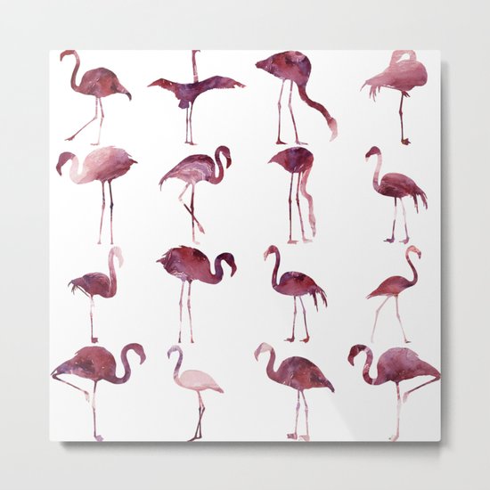 Summer Flamingos Pink Metal Print