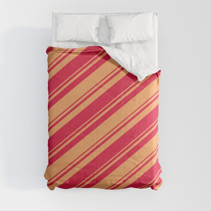Brown and Crimson Colored Stripes/Lines Pattern Comforter