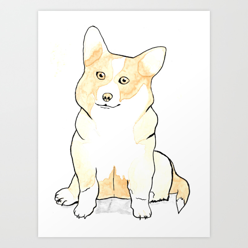 Corgi Coffee Painting Art Print By Mangasamte Society6