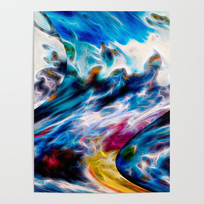 Dynamic Waves of Abstract Vibrant Liquid Poster