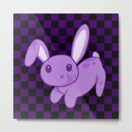 Purple Bunny (Checkered) Metal Print