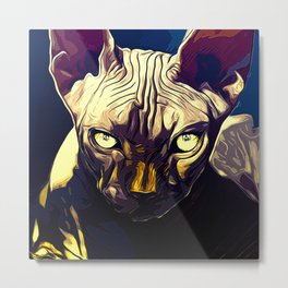 sphynx cat from hell vafn Metal Print