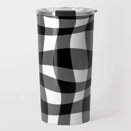 Warped Checkered Gingham Pattern (black/white) Travel Mug
