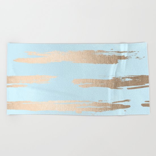 Abstract Paint Stripes Gold Tropical Ocean Sea Turquoise Beach Towel