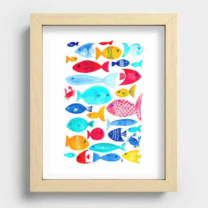 Fish Pattern - Ocean - Nautical - Sea - Swim - Crabs - Summer Recessed Framed Print