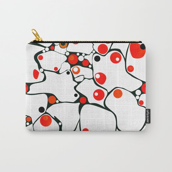 Abstract black and white pattern with red polka dots . Carry-All Pouch