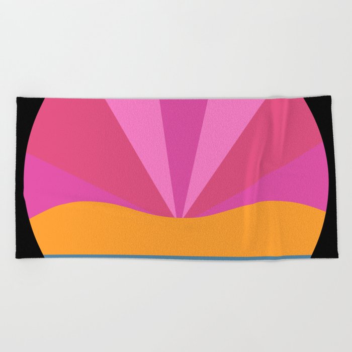 Cover IV - Colorful Sunset Retro Abstract Geometric Minimalistic Design Pattern Beach Towel
