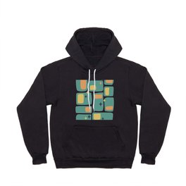 Mid Century Funky Squares and Stars in Teal, Orange and Yellow Hoody