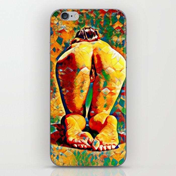 2128 Jpc Colorful Abstract Nude Woman Rear View On Hands And Knees