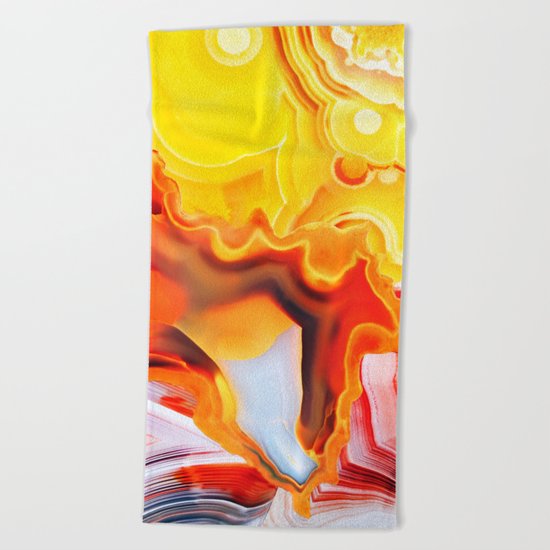 Earth's Fantasy, from the Lithosphere emerges Beauty - Agate Beach Towel