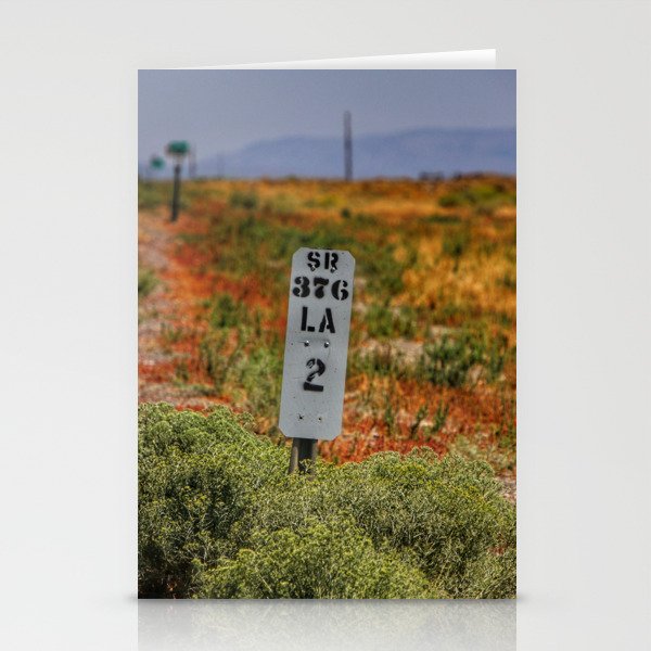 Lander County mile marker along highway 376 in Nevada Stationery Cards