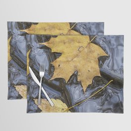Fallen Leaves on Blue Slate Placemat