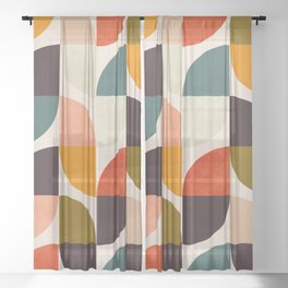 bauhaus mid century geometric shapes 9 Sheer Curtain