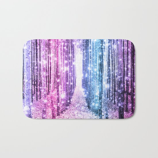 Magical Forest : Pastel Pink Lavender Aqua Periwinkle Ombre Bath Mat