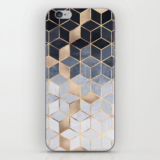 Soft Blue Gradient Cubes iPhone Skin