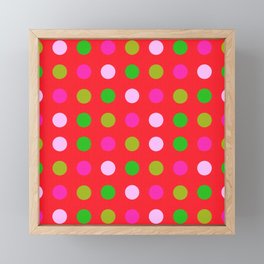 Festive Cheerful Polka Dots Modern Geometric Circle Retro Colorful Pastel Pink Green Red Retro Scandi Minimalist Bright Bold Quad-Size Pattern Framed Mini Art Print