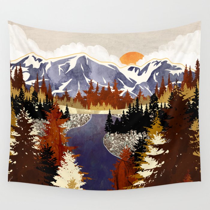 Autumn River Wall Tapestry