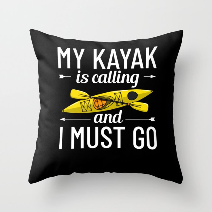 Kayak Canoe Boat Paddle Kayaking Canoeing Throw Pillow