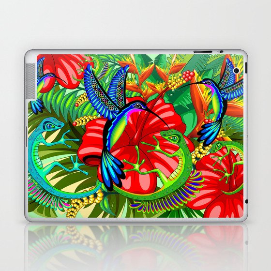 The Lizard, The Hummingbird and The Hibiscus Laptop & iPad Skin