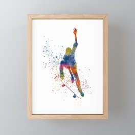 watercolor skater Framed Mini Art Print