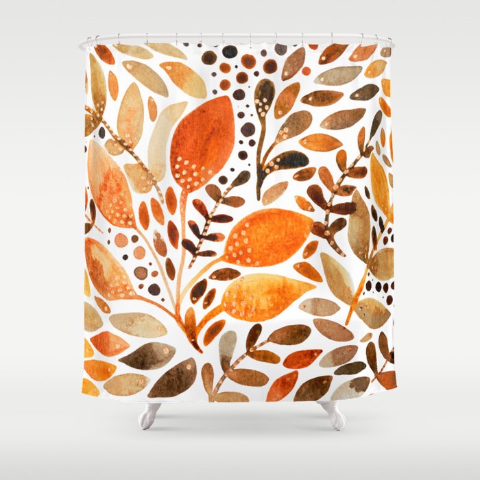 Autumn watercolor leaves Shower Curtain