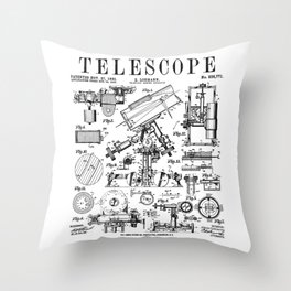Astronomy Teacher Astronomer Telescope Vintage Patent Print Throw Pillow
