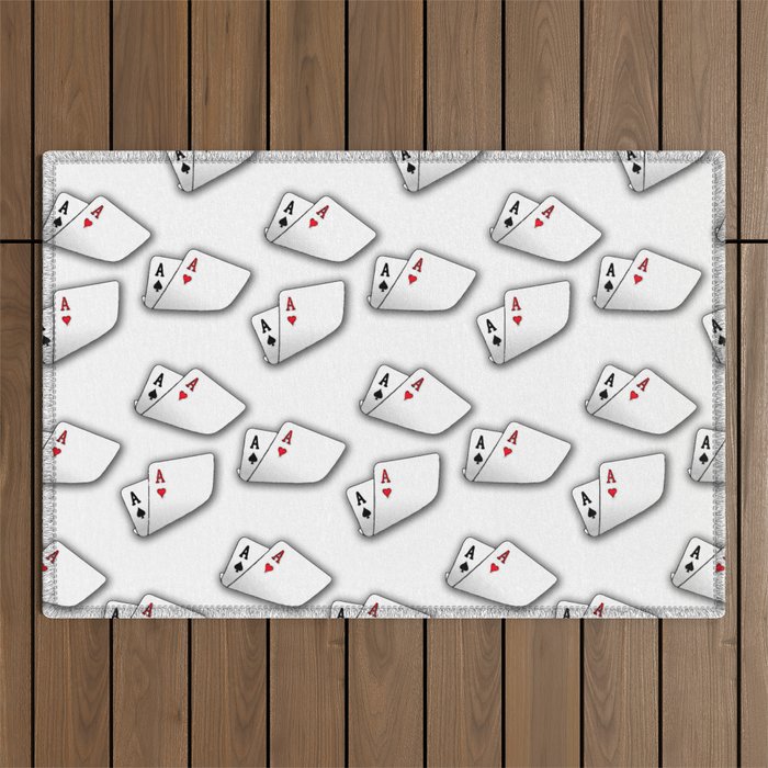 Playing Cards on White Outdoor Rug