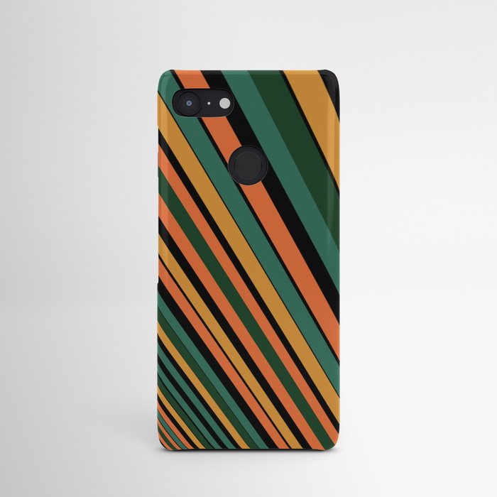 Perspective Tilt Orange Gold Green Classic Stripes  Android Case