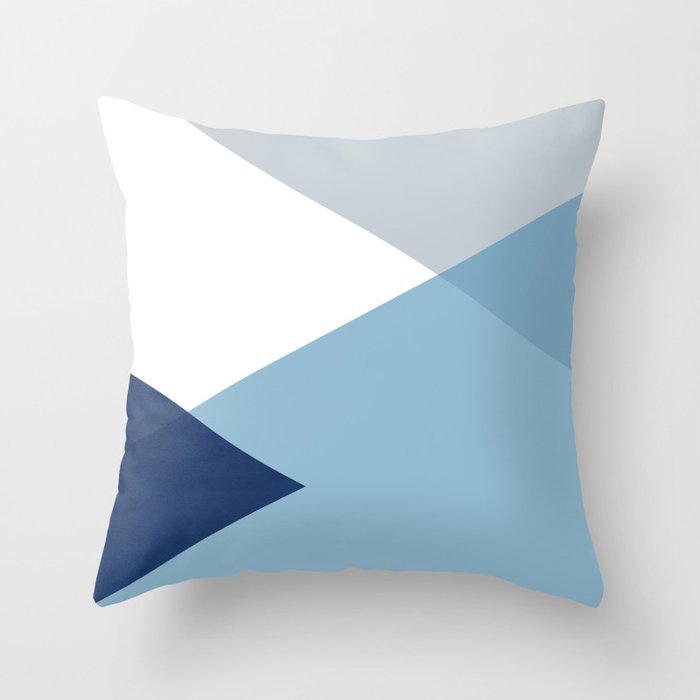 Geometrics - blues & concrete Throw Pillow