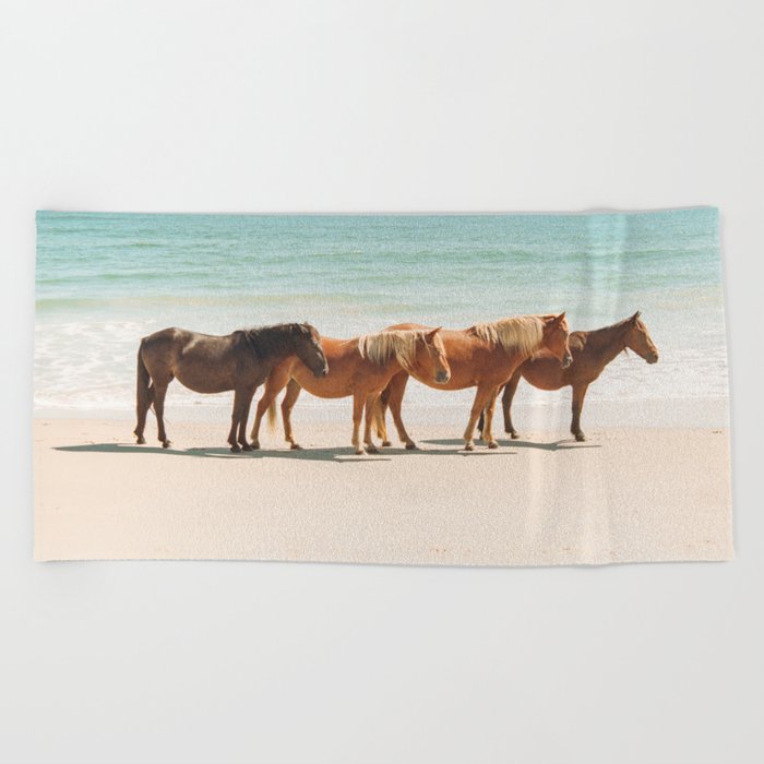 Summer Beach Horses Beach Towel