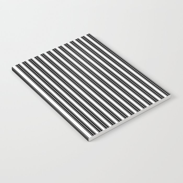 Vintage Cabana Stripe Black And White Retro Boho Coastal Beach Vibe Notebook