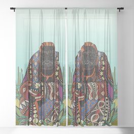 orangutan king turquoise Sheer Curtain